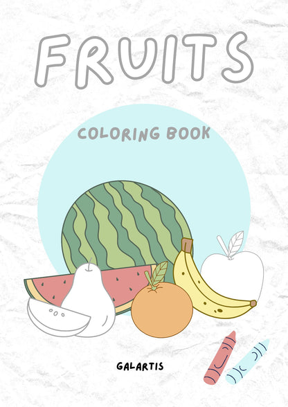 White Simple Fruits Coloring Book Worksheet
